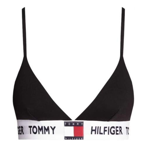 Tommy Hilfiger γυναικείο bralette σε μαύρο χρώμα και λευκό λάστιχο! Ρυθμιζόμενες τιράντες και αφαιρούμενη επένδυση! UW0UW05607 BDS